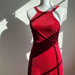 Red Halter Skater dress
